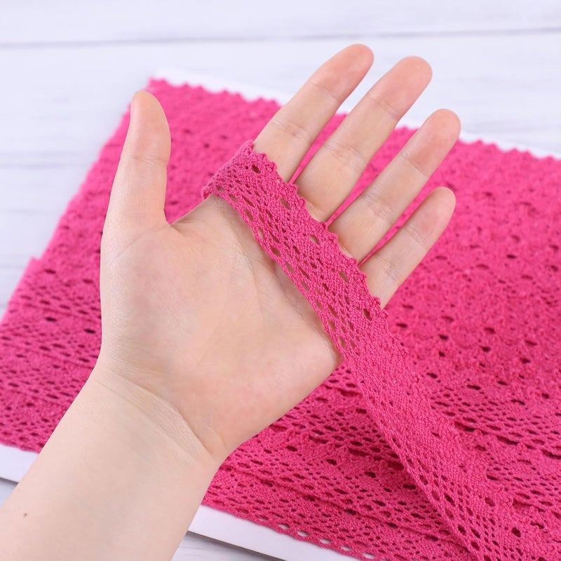 DYSHIPEN 20 Yards x 1 Inch Lace Ribbon Vintage Lace Trim Crochet Cotton Lace Edge for Christmas Package DIY Sewing Wedding Bridal Dress,Costume,Crafts and Sewing (Rose Red) - Image 4
